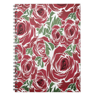 Carnet Rose Pays rouge vert vintage floral