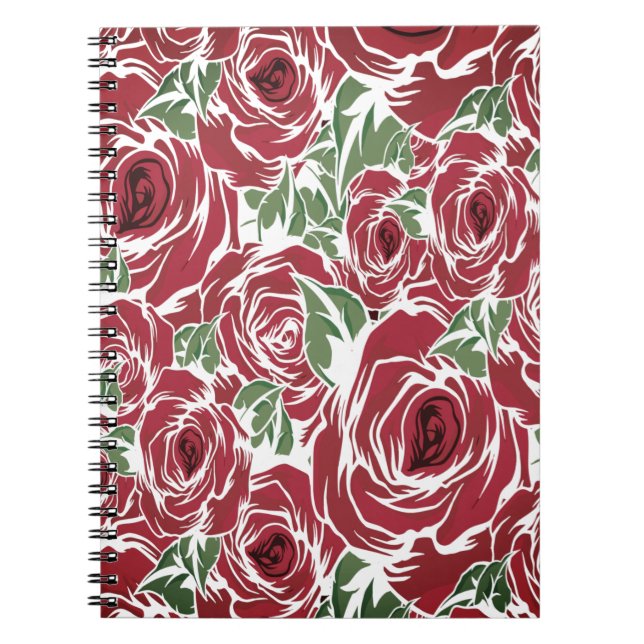 Carnet Rose Pays rouge vert vintage floral (Devant)