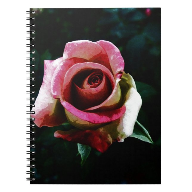 Carnet Rose peinte à l'huile en rouge (Devant)