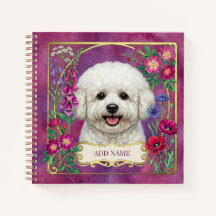 Carnet Rose personnalisé Bichon Frise