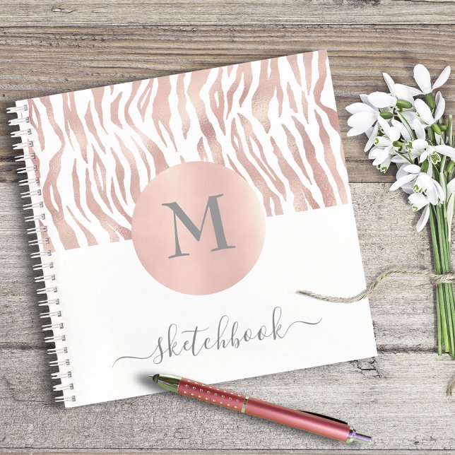 Carnet Rose Poster de animal d'or Glam Monogram Sketbook (Créateur téléchargé)