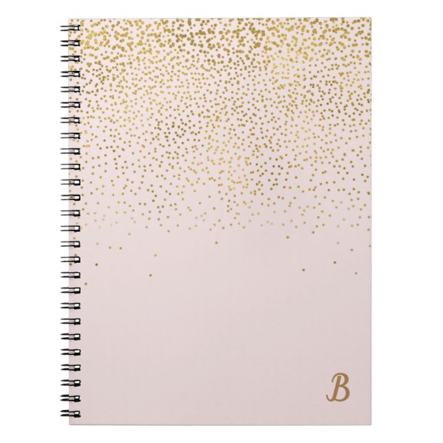 Carnet Rose Poudré & Confettis Dorés Moderne Glamour Tend (Devant)