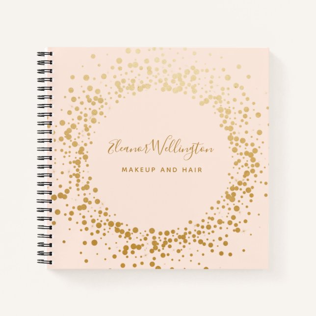 Carnet Rose poudré Ombré Gold Confettis Points Créatif  (Devant)