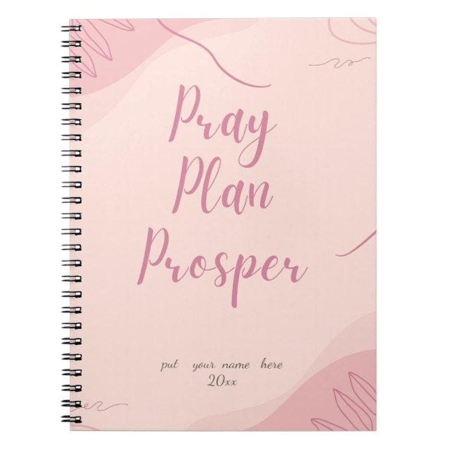 Carnet Rose Prie Planifie Prospérité Quotidien Fondé sur  (Devant)