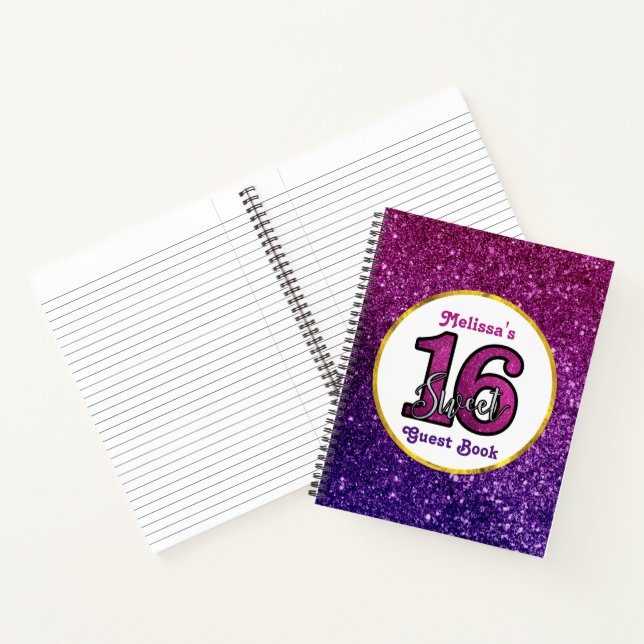 Carnet Rose & Purple Sweet 16 Parties scintillant étincel (Intérieur)