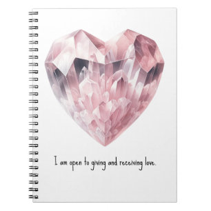 Carnet Rose Quartz Cristal de Coeur Rose Sortilège d'Amou