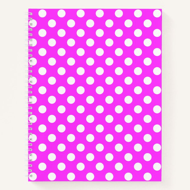Carnet Rose rayonnant Avec De Grands Pois Blancs (Devant)