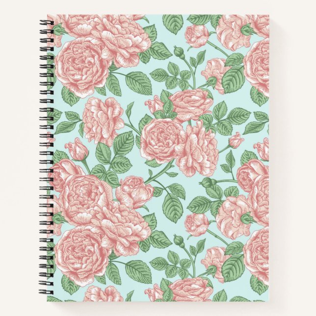 Carnet Rose rose Jardin Bouquet Motif (Devant)
