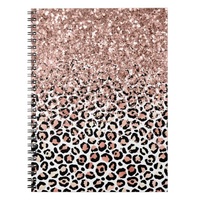 Carnet Rose Rose Noir Blanc Léopard Parties scintillant É (Devant)