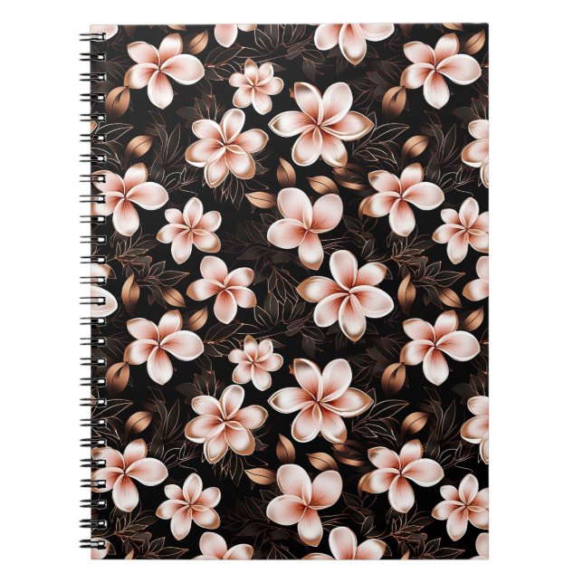 Carnet Rose rose noire noire noire Floral or (Devant)