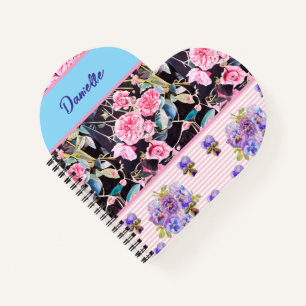 Carnet Rose Rose Pâle Chic Aquarelle Roses Rose Bleu