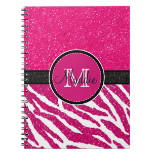 CARNET ROSE ROSE ZEBRA STRIPES NOM PARTIES SCINTILLANT RO