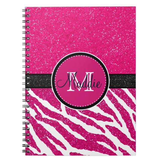CARNET ROSE ROSE ZEBRA STRIPES NOM PARTIES SCINTILLANT RO (Devant)