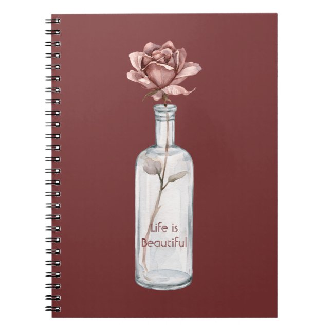 Carnet Rose rouge en bouteille (Devant)