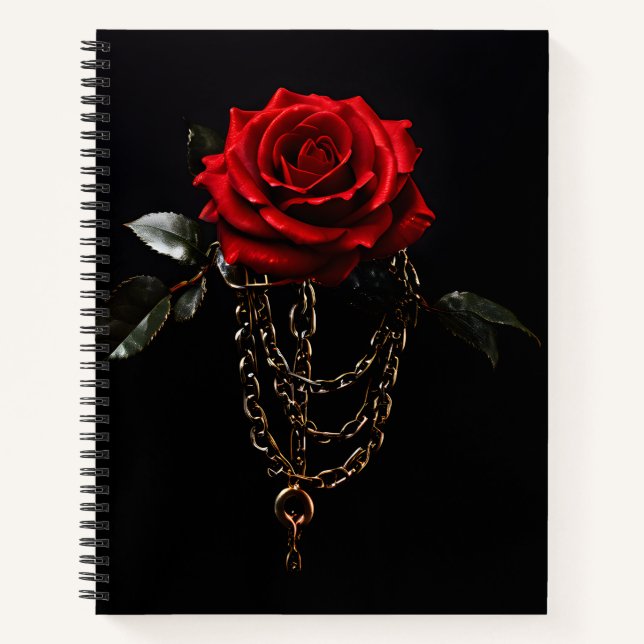 Carnet Rose Rouge en Chaînes (Devant)
