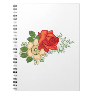 Carnet Rose rouge et marguerites