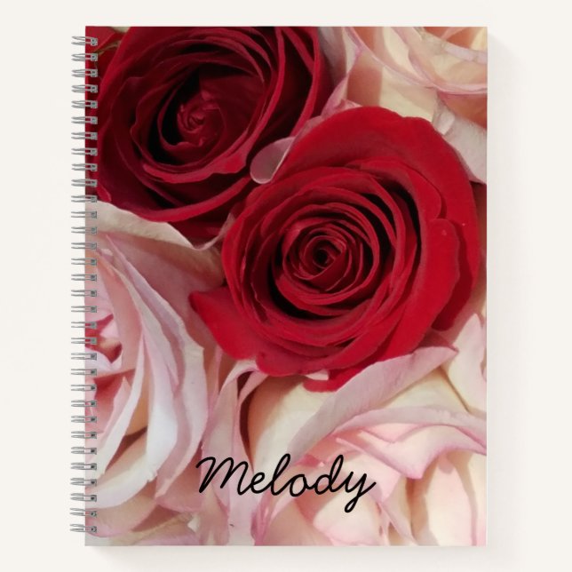 Carnet Rose rouge et rose fleurs photo (Devant)