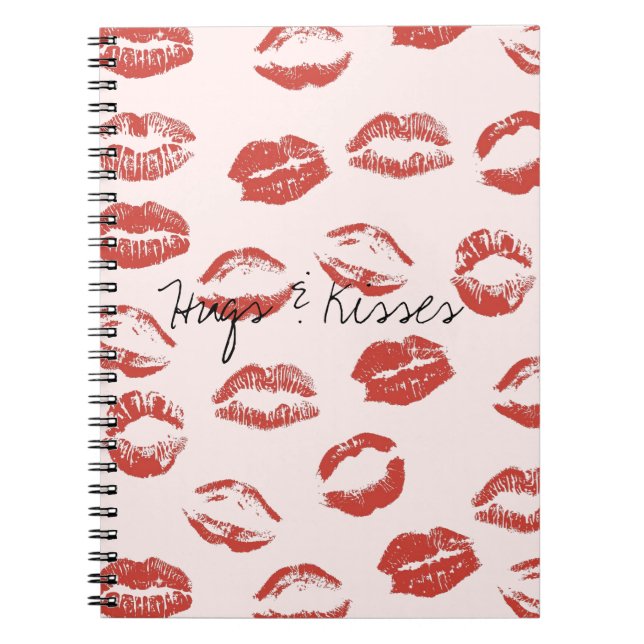 Carnet Rose rouge lèvres Kiss (Devant)