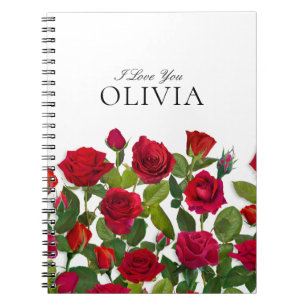 Carnet Rose Rouge Moderne Minimaliste Je T'Aime