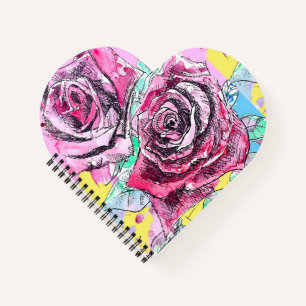 Carnet Rose Rouge Roses Aquarelle Florale Fleurs Fleur