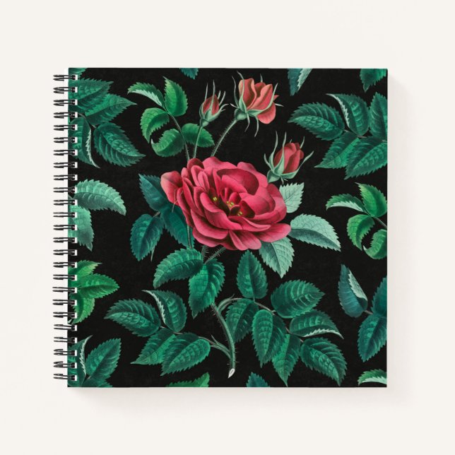 Carnet Rose rouge vintage (Devant)
