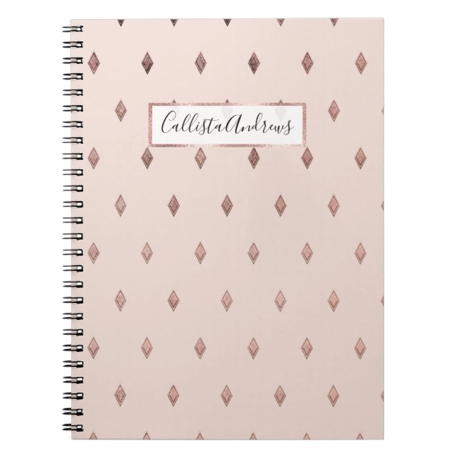 Carnet Rose simple  or bleu rose diamant Motif (Devant)