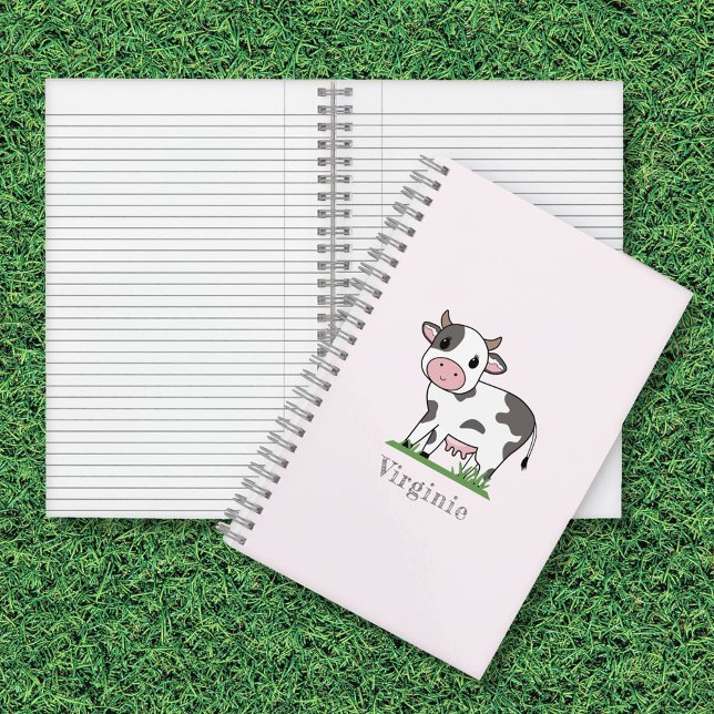Carnet rose Vache mignon (Cute Cow Pink Notebook)