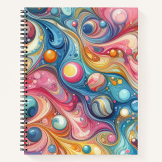 CARNET ROSE VERT JAUNE BLEU ABSTRAIT SWIRLS