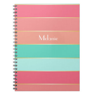 Carnet Rose Vert or personnalisé Couleur Été Bloc de coul