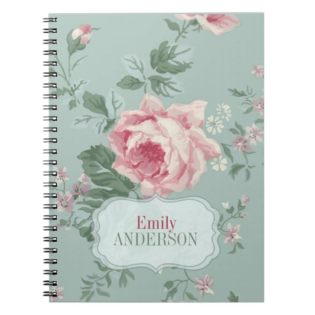 Carnet Rose vintage Chic Personnalisé (Devant)