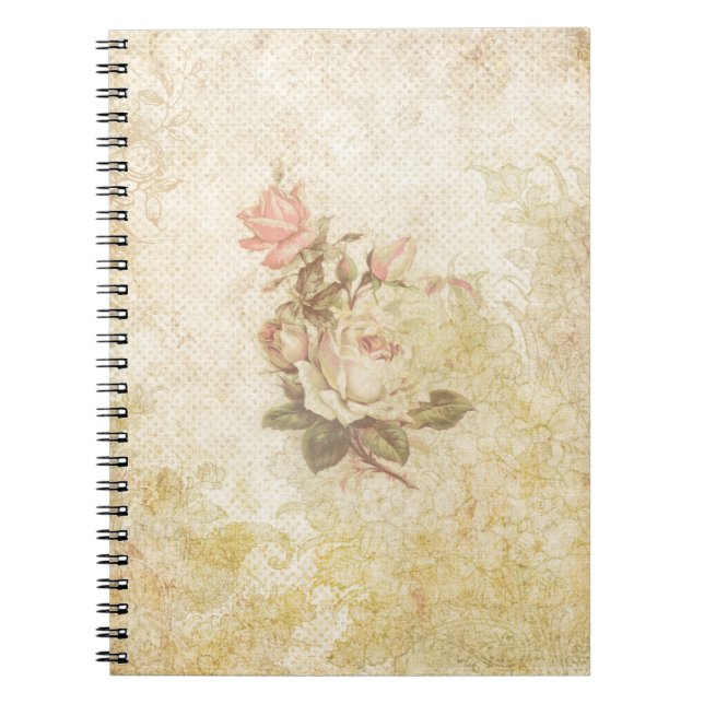 Carnet Rose vintage rose et ivoire (Devant)