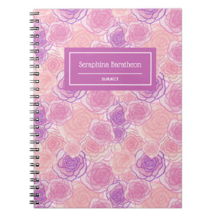Carnet Rose violet Rose Floral Personnalisé