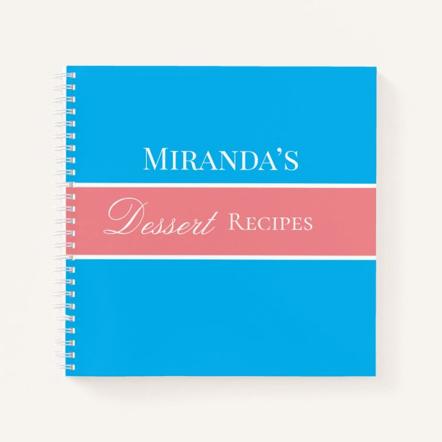 Carnet Rose Votre Nom Dessert Recettes Script Typographie (Devant)