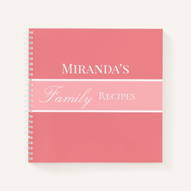 Carnet Rose Votre Nom Famille Recettes Script Typographie (Devant)