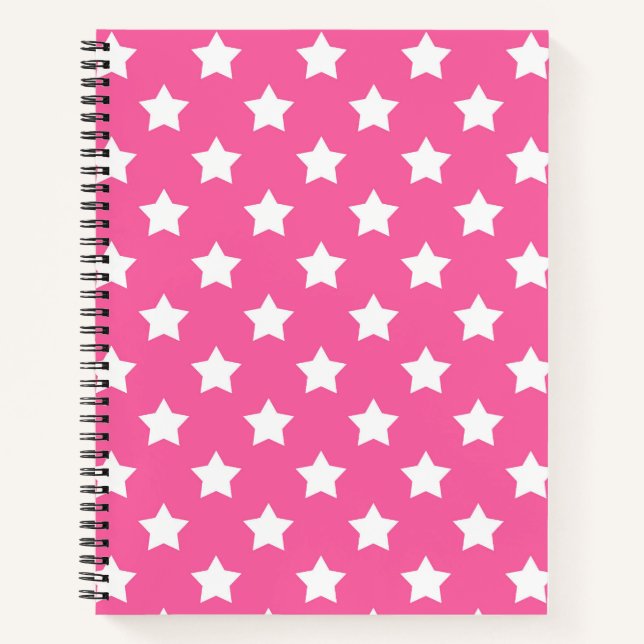 Carnet Rose White Stars Motif Décor (Devant)