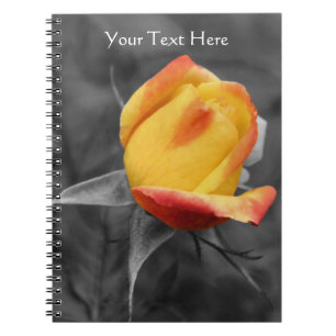 Carnet Rosebud Jaune Couleur Partielle Florale