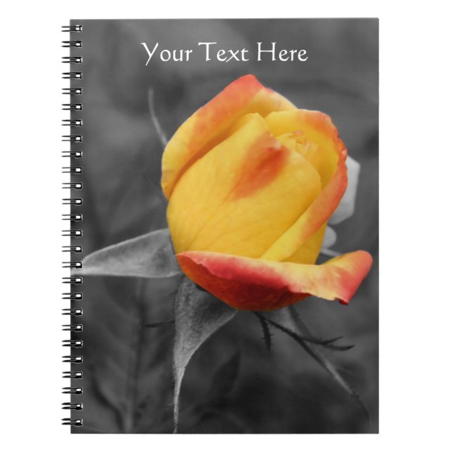 Carnet Rosebud Jaune Couleur Partielle Florale (Devant)