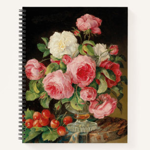 Carnet Roses and cherries oil painting
