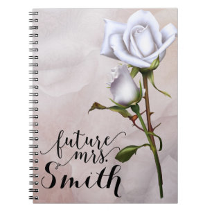 Carnet Roses blanches douces Élégant Shabby Chic Future M
