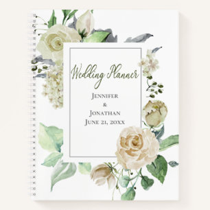 Carnet Roses blanches élégantes  avec devis   WEDDING PLA