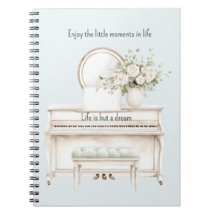 Carnet Roses Blanches Romantiques Piano la vie n'est qu'u