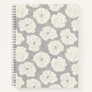 Carnet Roses blanches sur gris clair - motif sans soudure