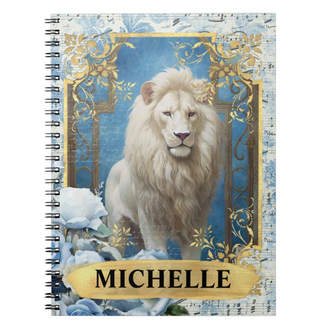 Carnet Roses bleues romantiques et fantasy Lion (Devant)