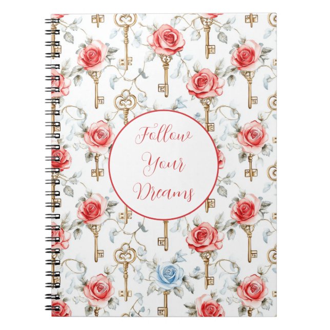 Carnet Roses Bleues Rouges Clés Or   (Devant)