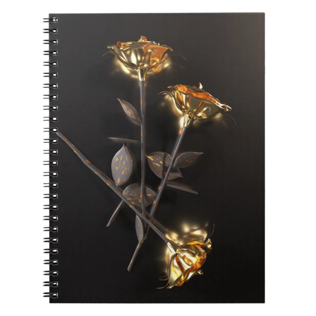 Carnet Roses Brûlantes – Élégance Dorée (Devant)