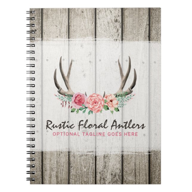 Carnet Roses chics minables et bois d'andouillers floraux (Devant)