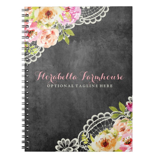 Carnet Roses de ferme rustiques sur tableau noir Lace Sha (Devant)