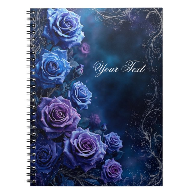 Carnet Roses de mariage bleues et violettes Fantasy (Devant)
