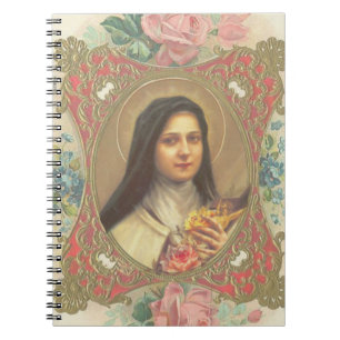 Carnet Roses de St Therese et frontière décorative de