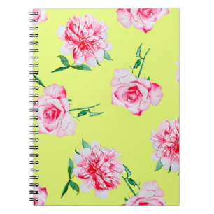 Carnet Roses et pivoines aquarelle illustration motif